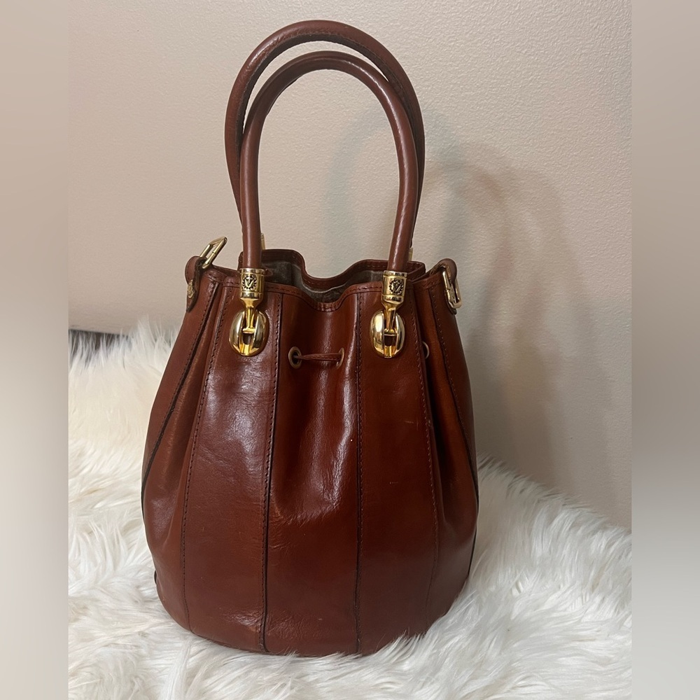 Valentina Rich Brown Leather Shoulder Bag